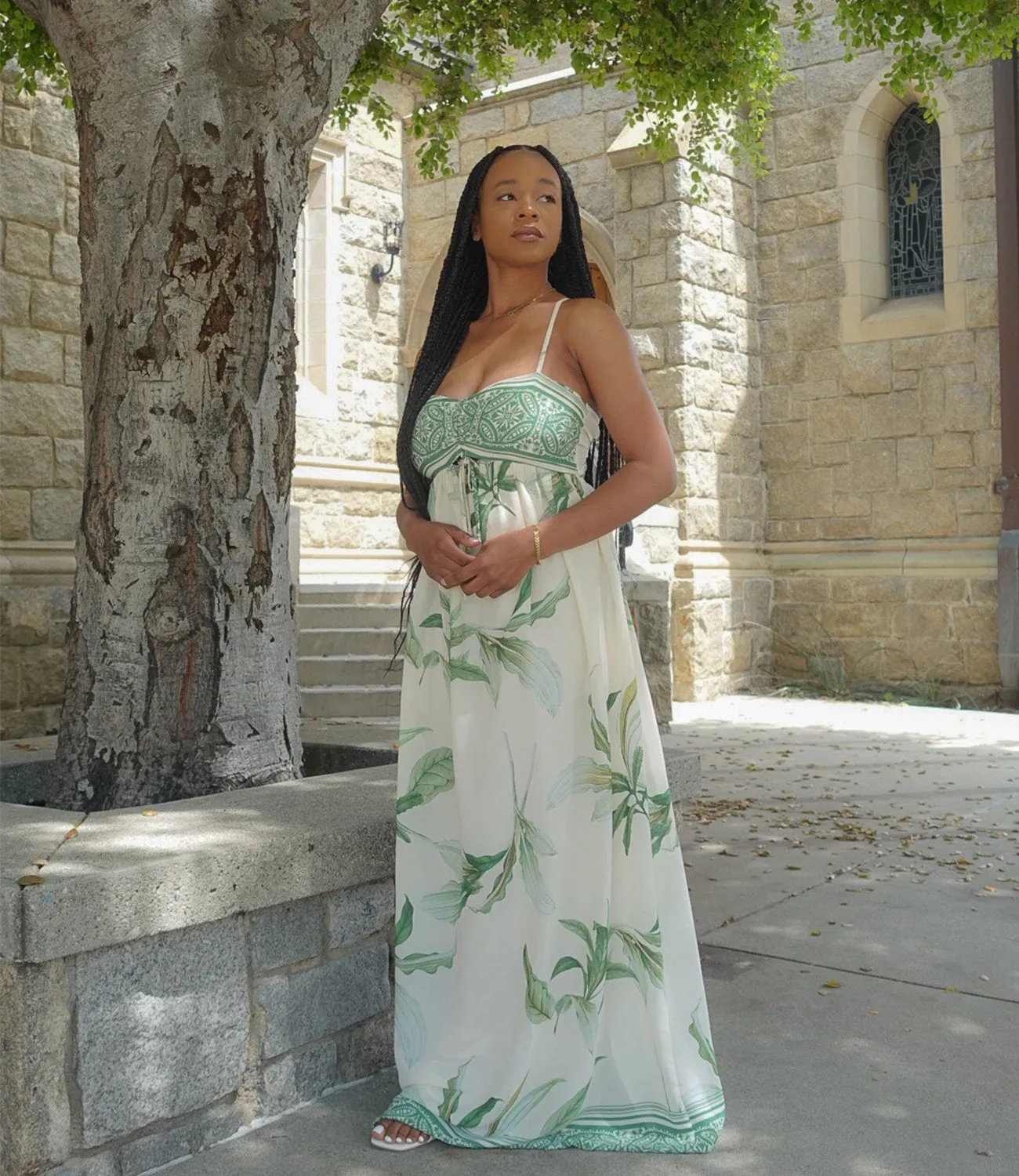 In The Jungle Floral Maxi Dress(Green/Ivory)