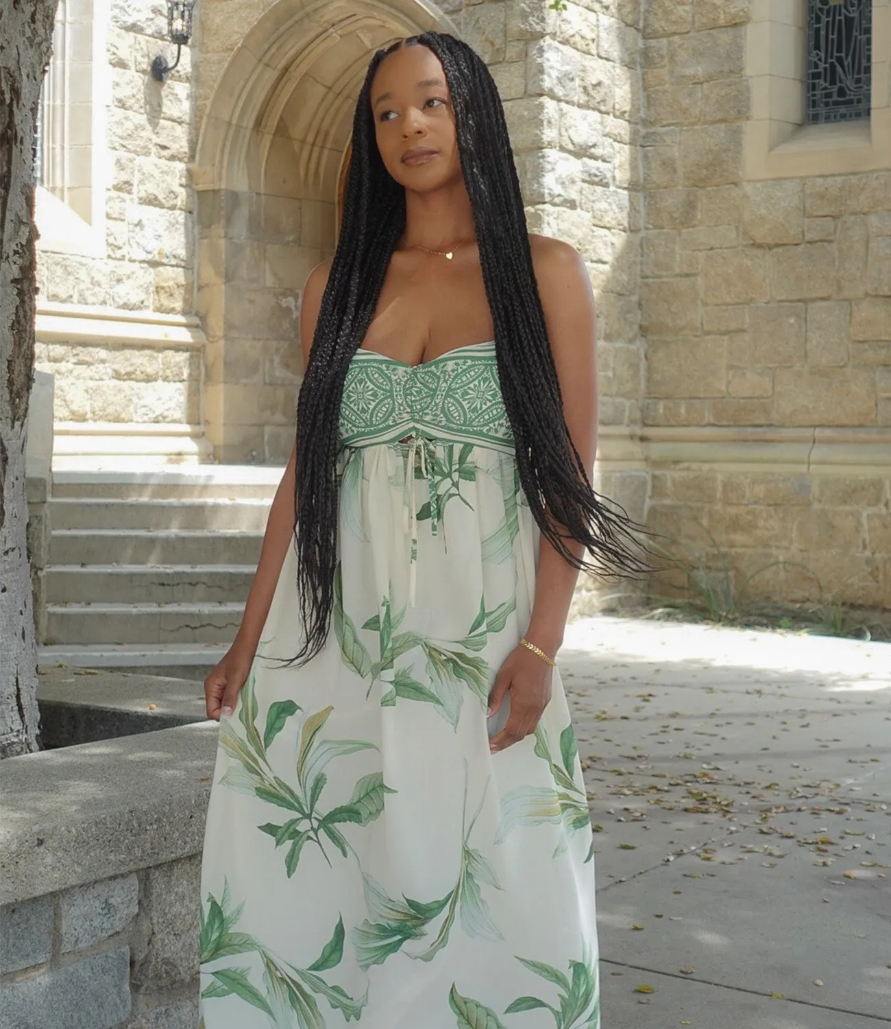In The Jungle Floral Maxi Dress(Green/Ivory)