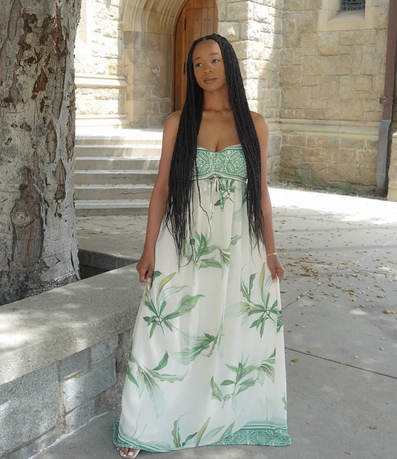 In The Jungle Floral Maxi Dress(Green/Ivory)