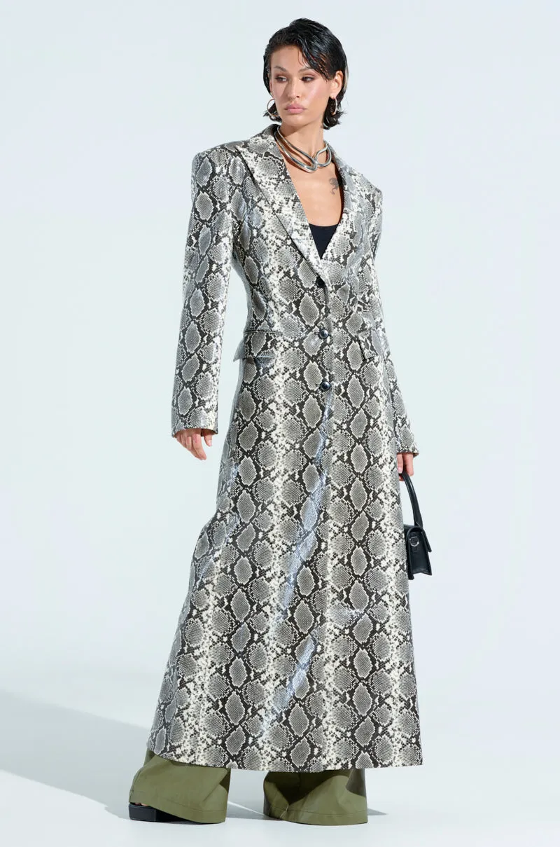 INCOGNITO SNAKE PRINT TRENCH IN IVORY