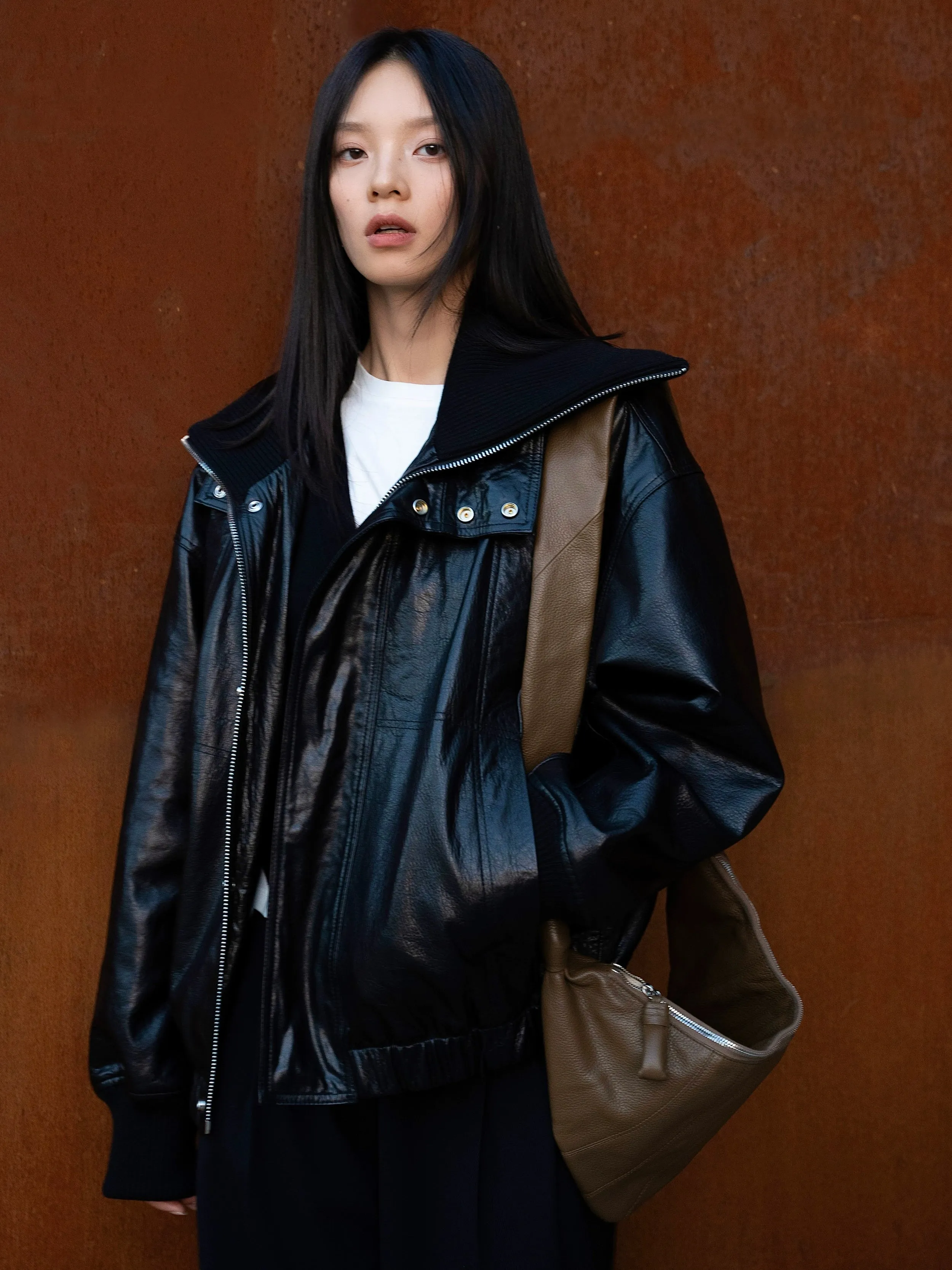 Italian Leather Bomber Jacket