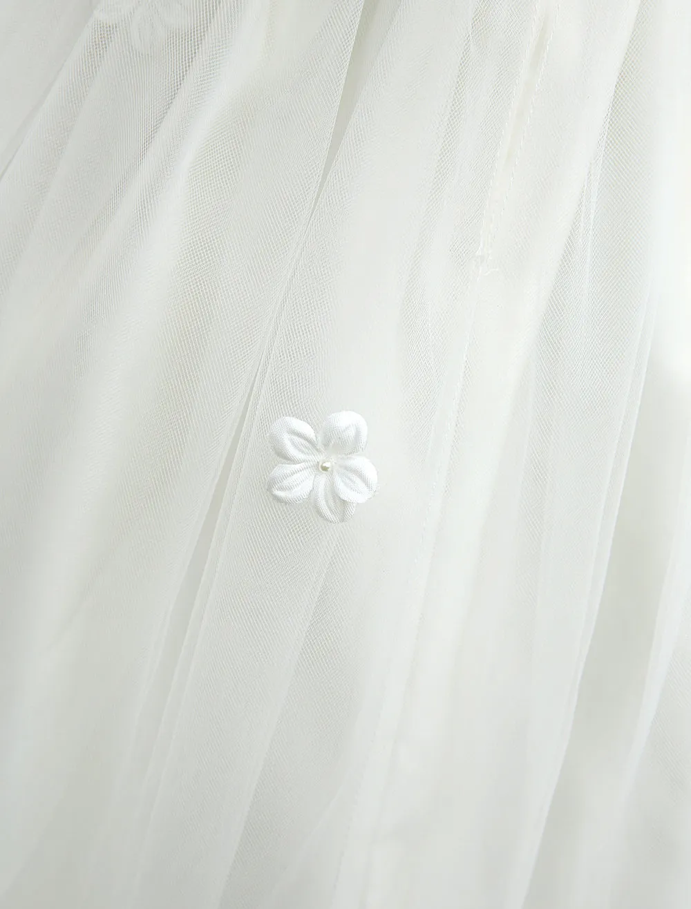 Ivory Boho Pearls Beaded Satin Sash Short Kids Toddlers Party Tutu Dress