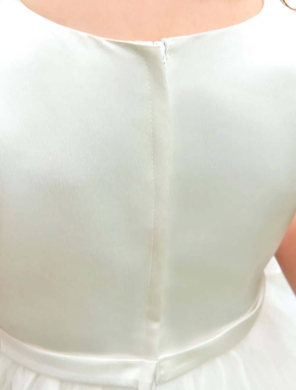 Ivory Boho Pearls Beaded Satin Sash Short Kids Toddlers Party Tutu Dress