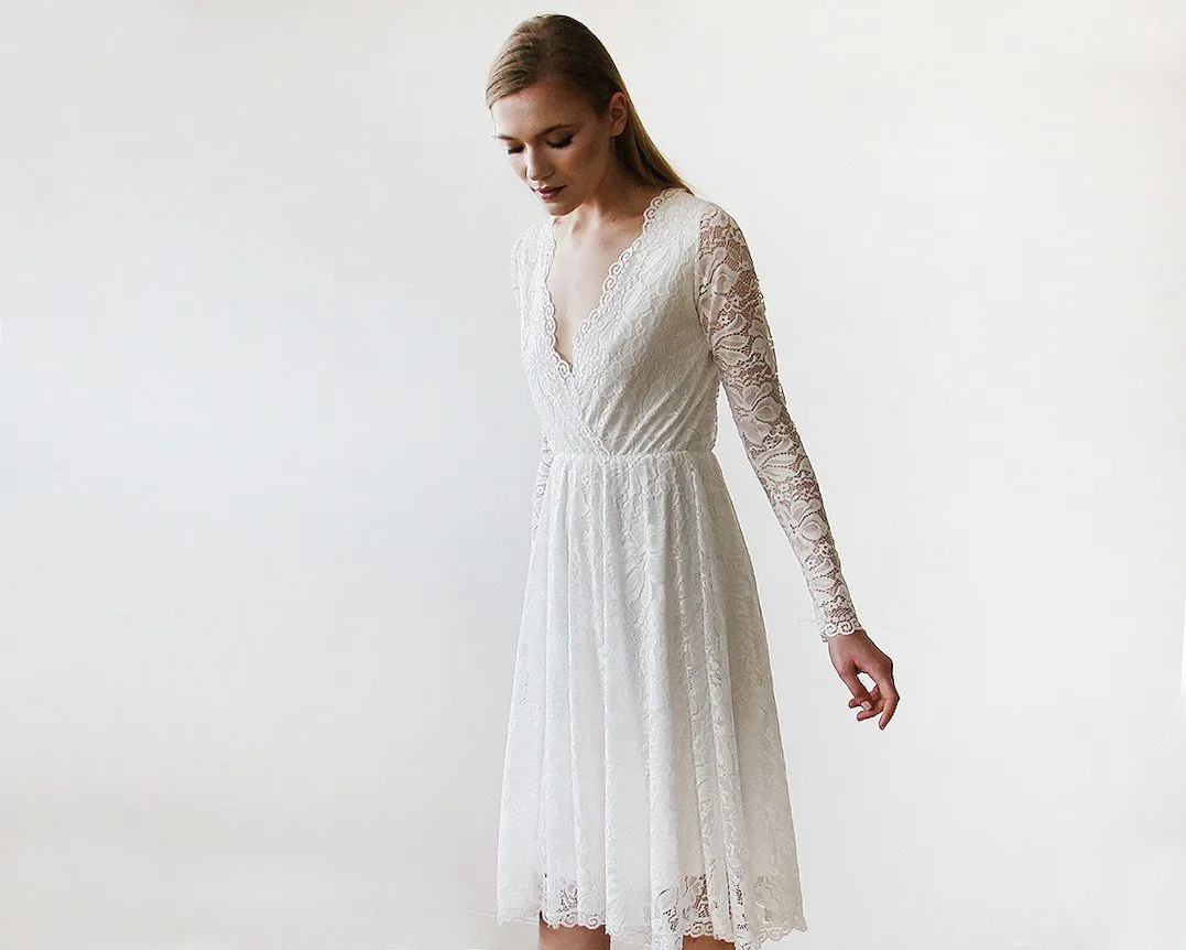Ivory Lace  Short Bridal Gown #1161