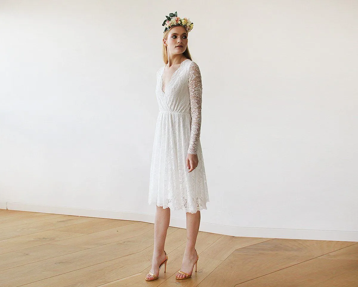 Ivory Lace  Short Bridal Gown #1161