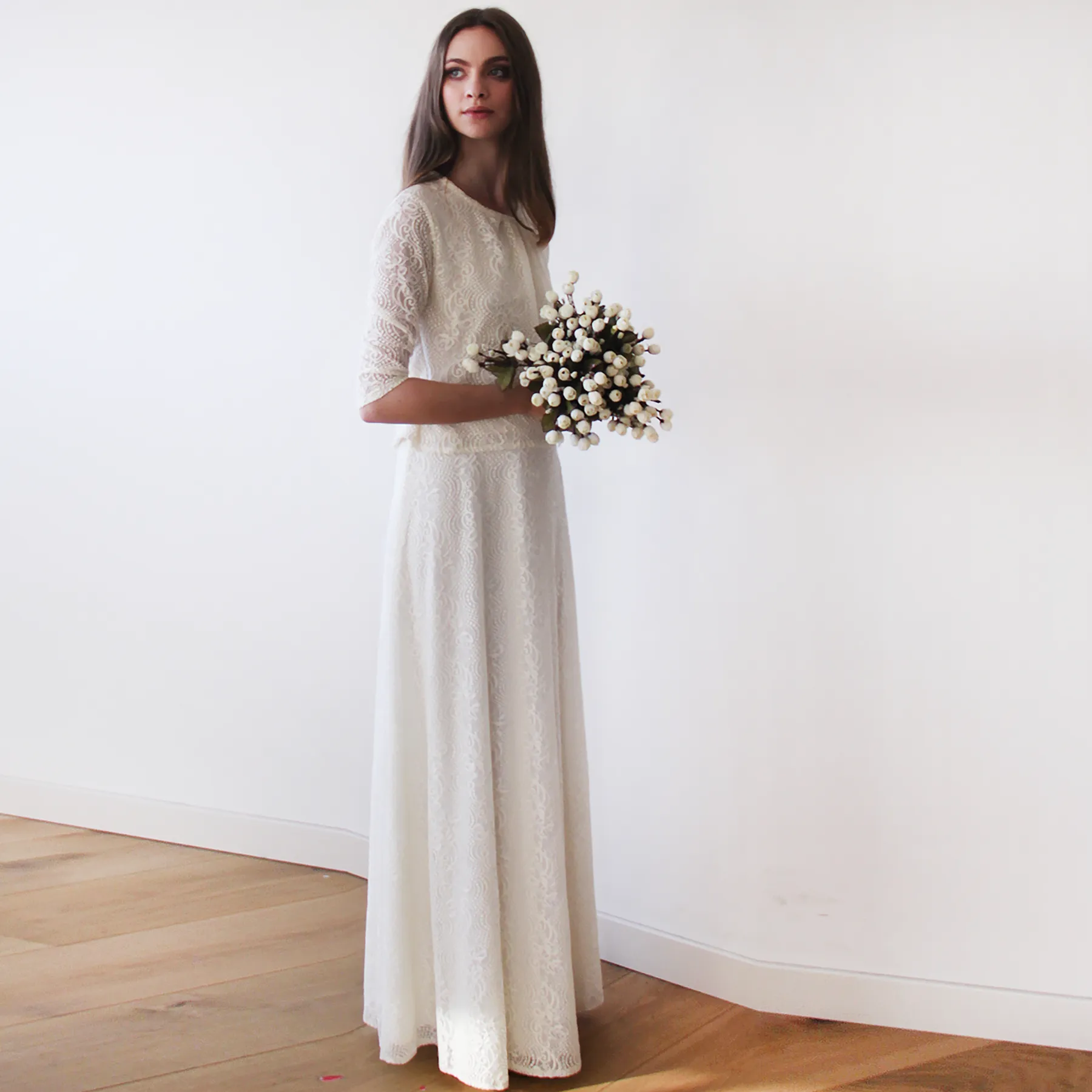 Ivory Lace Wedding Maxi Skirt #3021