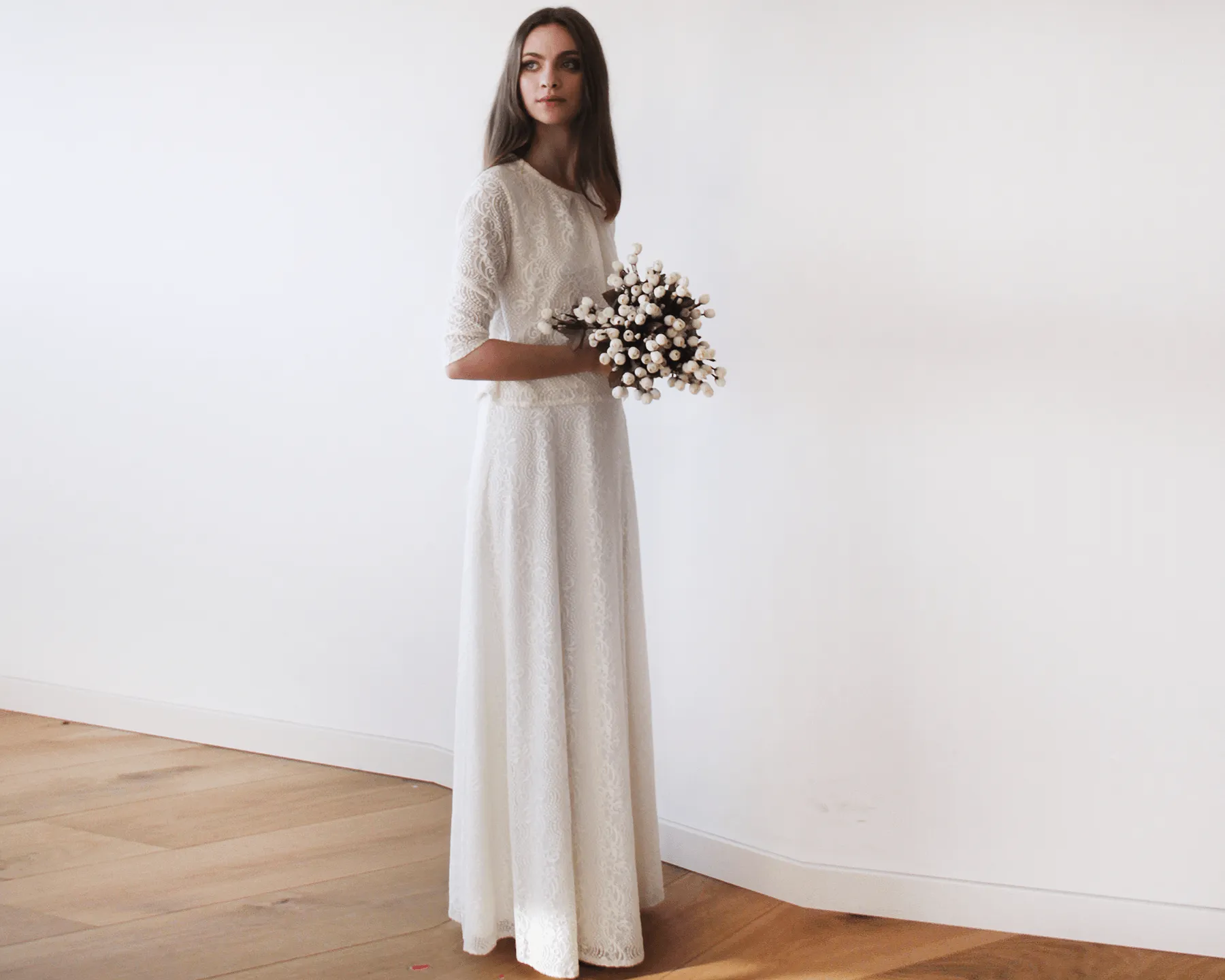Ivory Lace Wedding Maxi Skirt #3021