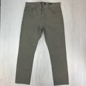 Jeanswest Mens Green Chinos Pants Slim Tapered Size 33