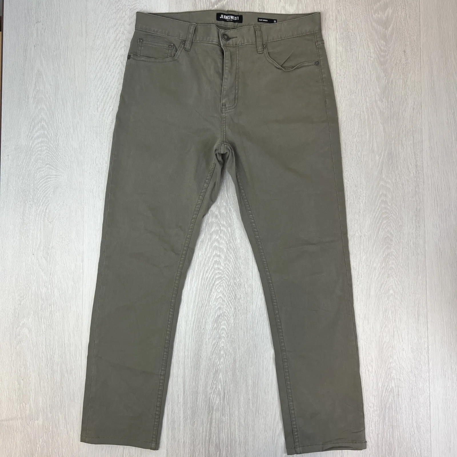 Jeanswest Mens Green Chinos Pants Slim Tapered Size 33