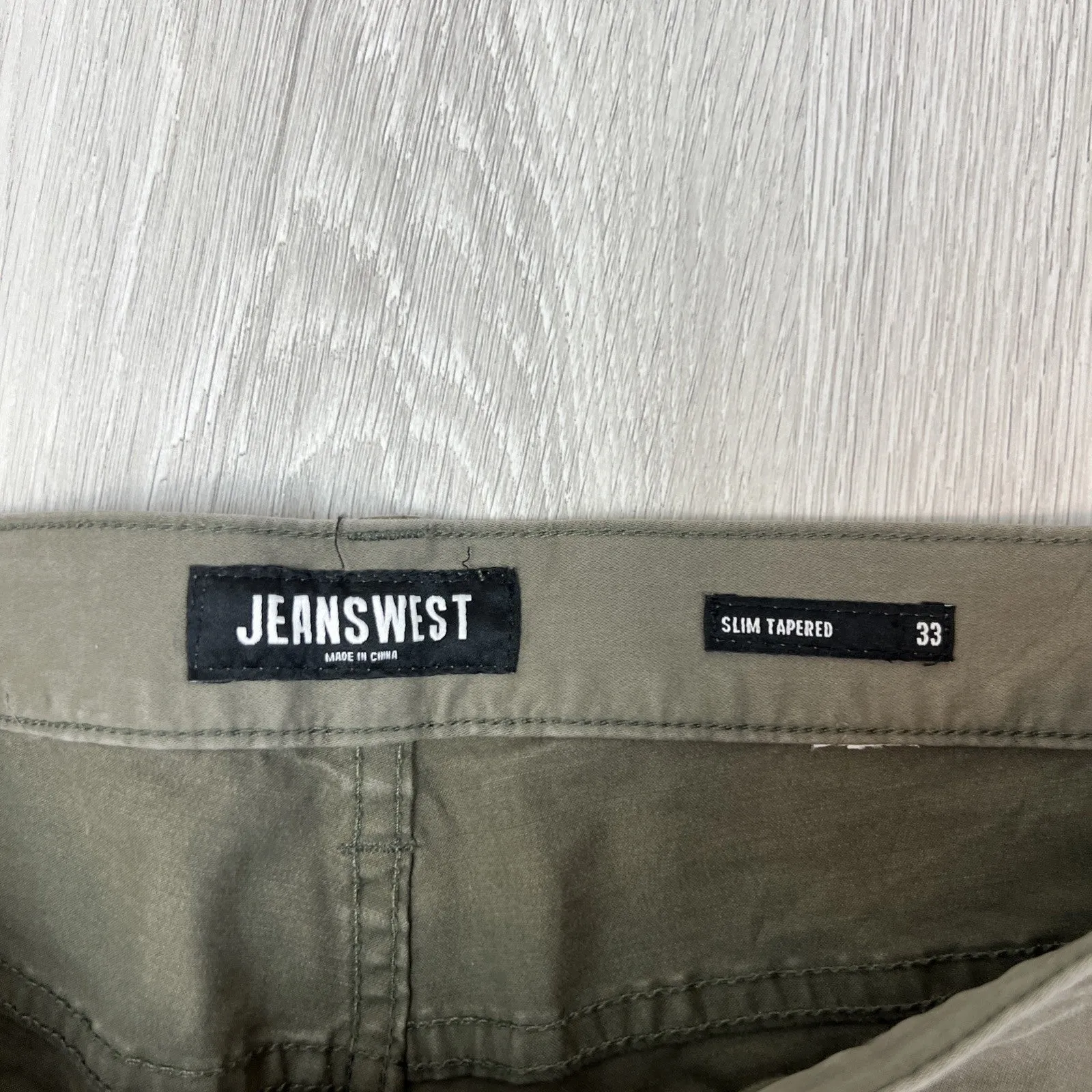 Jeanswest Mens Green Chinos Pants Slim Tapered Size 33