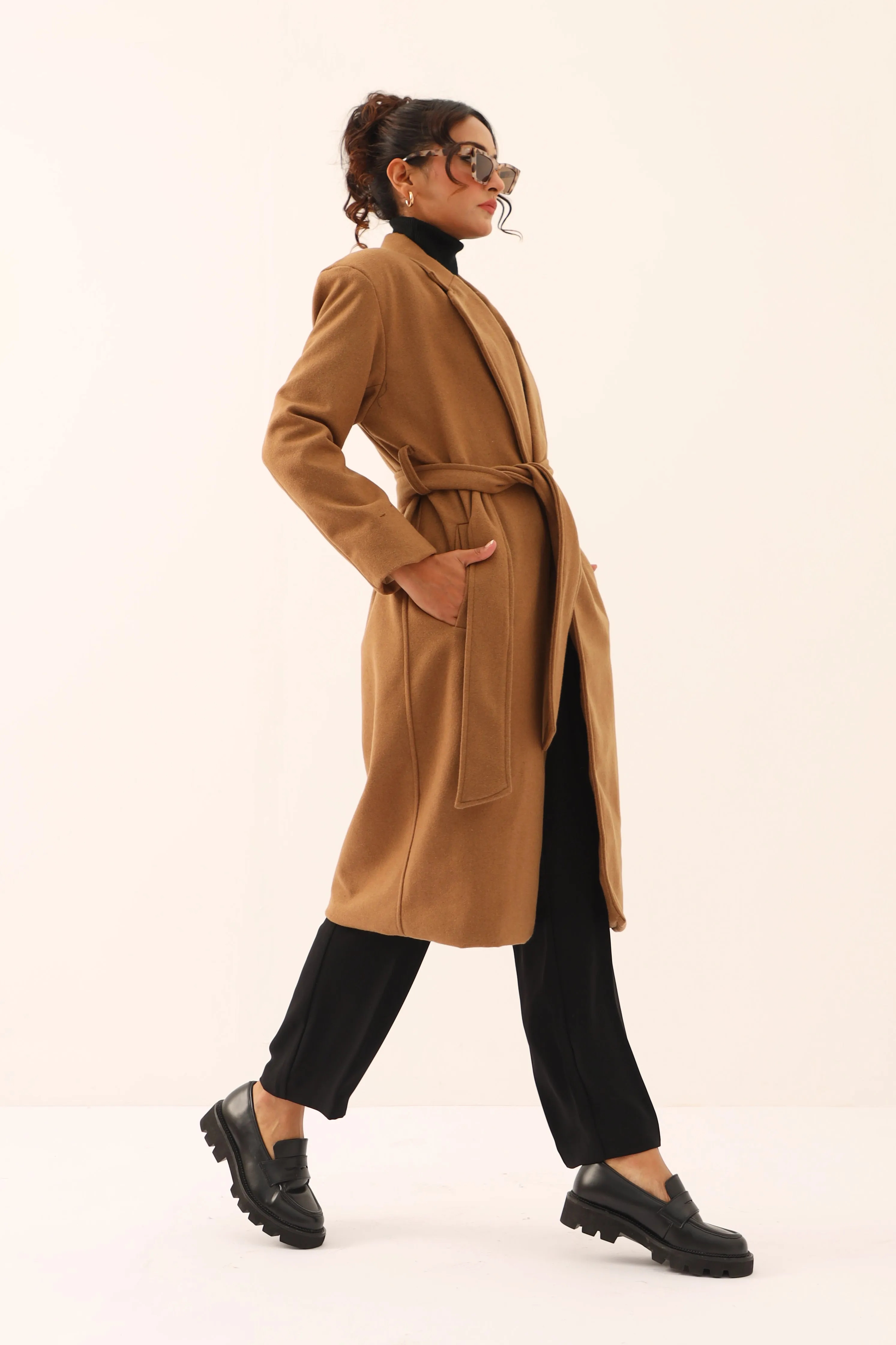 Julia Belted Long Coat Camel