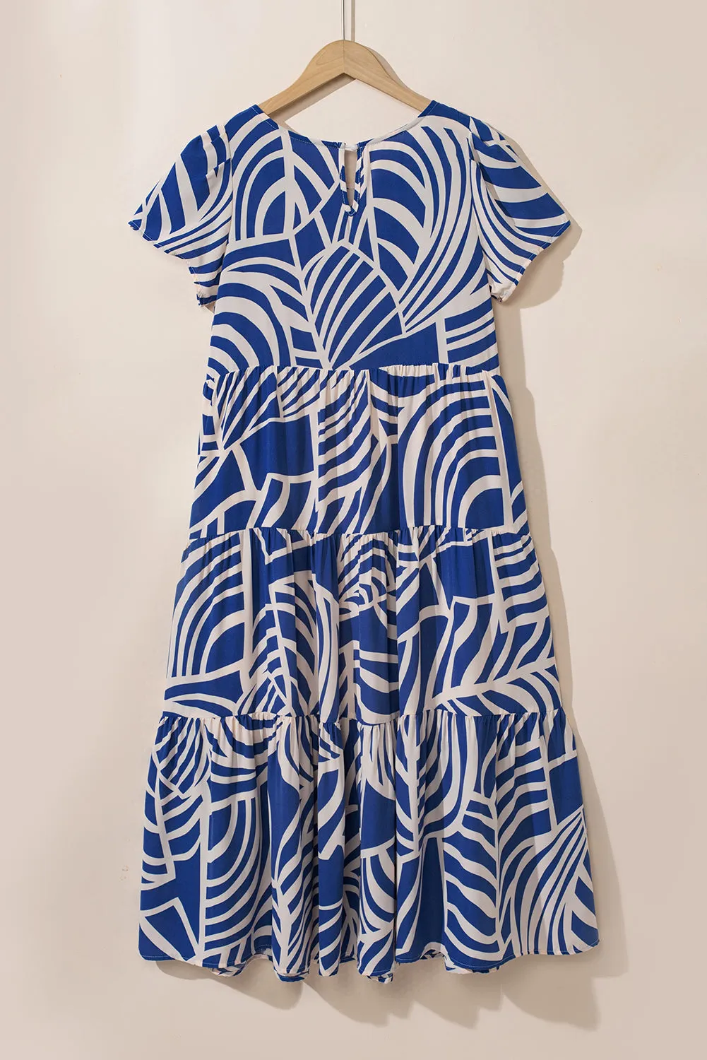 KaleaBoutique Boho Printed Short Sleeve Flare Tiered Dress