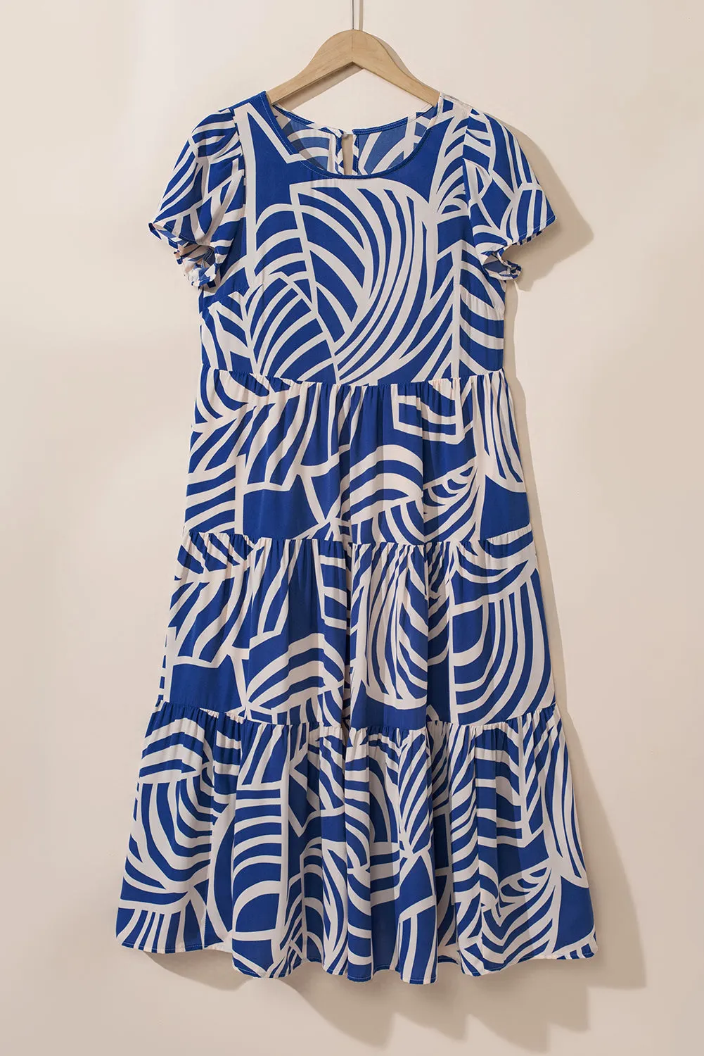 KaleaBoutique Boho Printed Short Sleeve Flare Tiered Dress