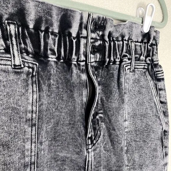 KanCan High Waist Charcoal Acid Wash Paperbag Waist Jogger Jeans Size 3/25 Pants