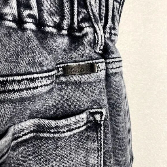 KanCan High Waist Charcoal Acid Wash Paperbag Waist Jogger Jeans Size 3/25 Pants