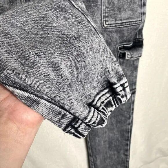 KanCan High Waist Charcoal Acid Wash Paperbag Waist Jogger Jeans Size 3/25 Pants