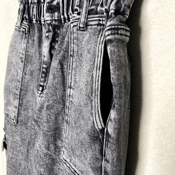 KanCan High Waist Charcoal Acid Wash Paperbag Waist Jogger Jeans Size 3/25 Pants