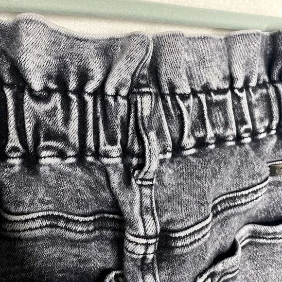 KanCan High Waist Charcoal Acid Wash Paperbag Waist Jogger Jeans Size 3/25 Pants