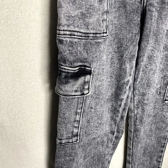 KanCan High Waist Charcoal Acid Wash Paperbag Waist Jogger Jeans Size 3/25 Pants