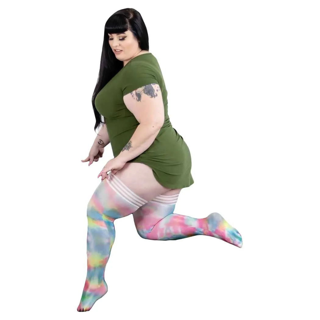 Kix'ies Gilly Rainbow Tie Dye Thigh Highs