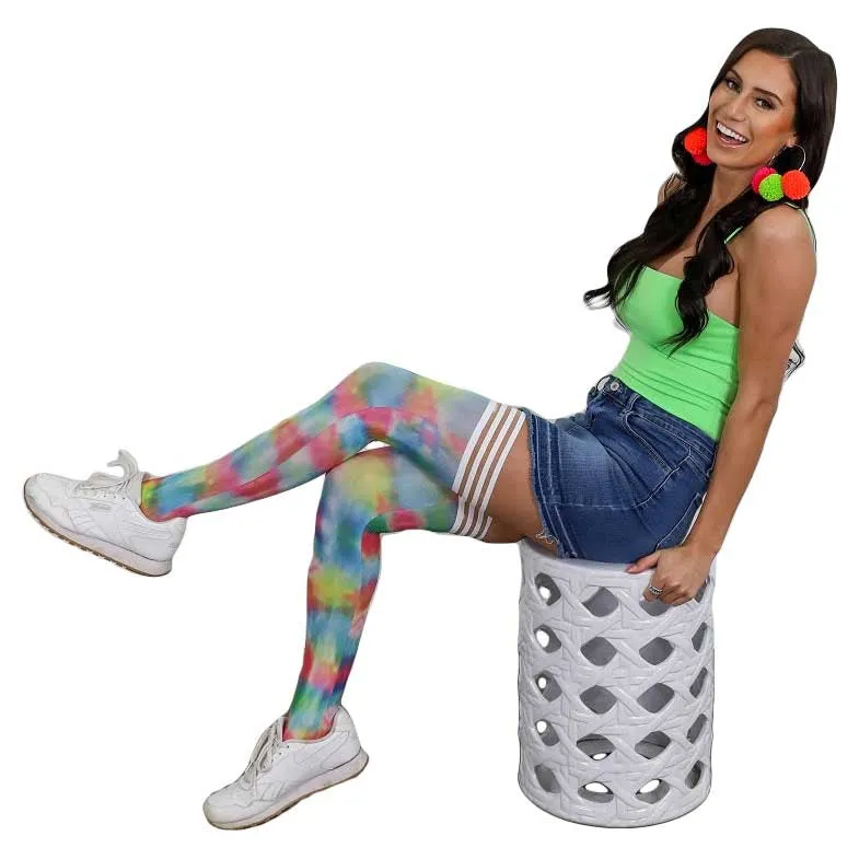 Kix'ies Gilly Rainbow Tie Dye Thigh Highs