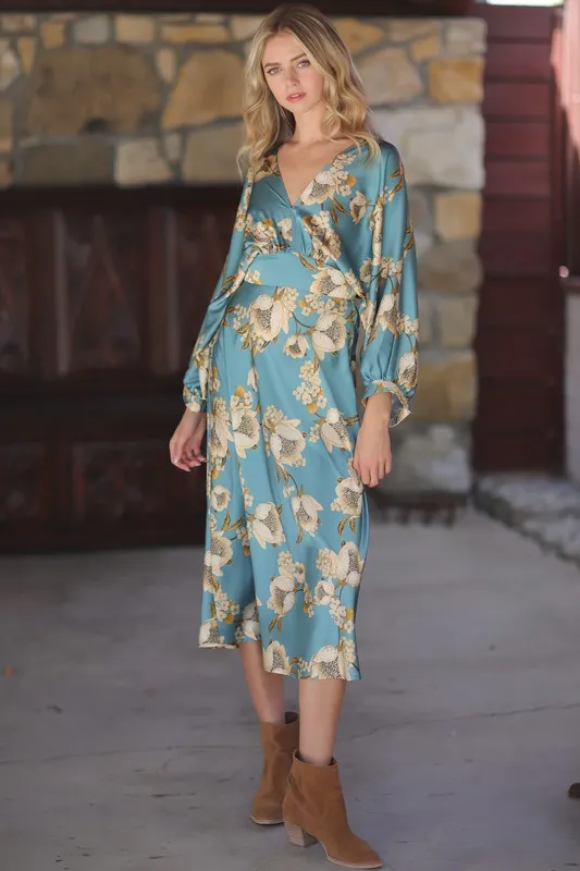 La Verne Satin Midi Dress