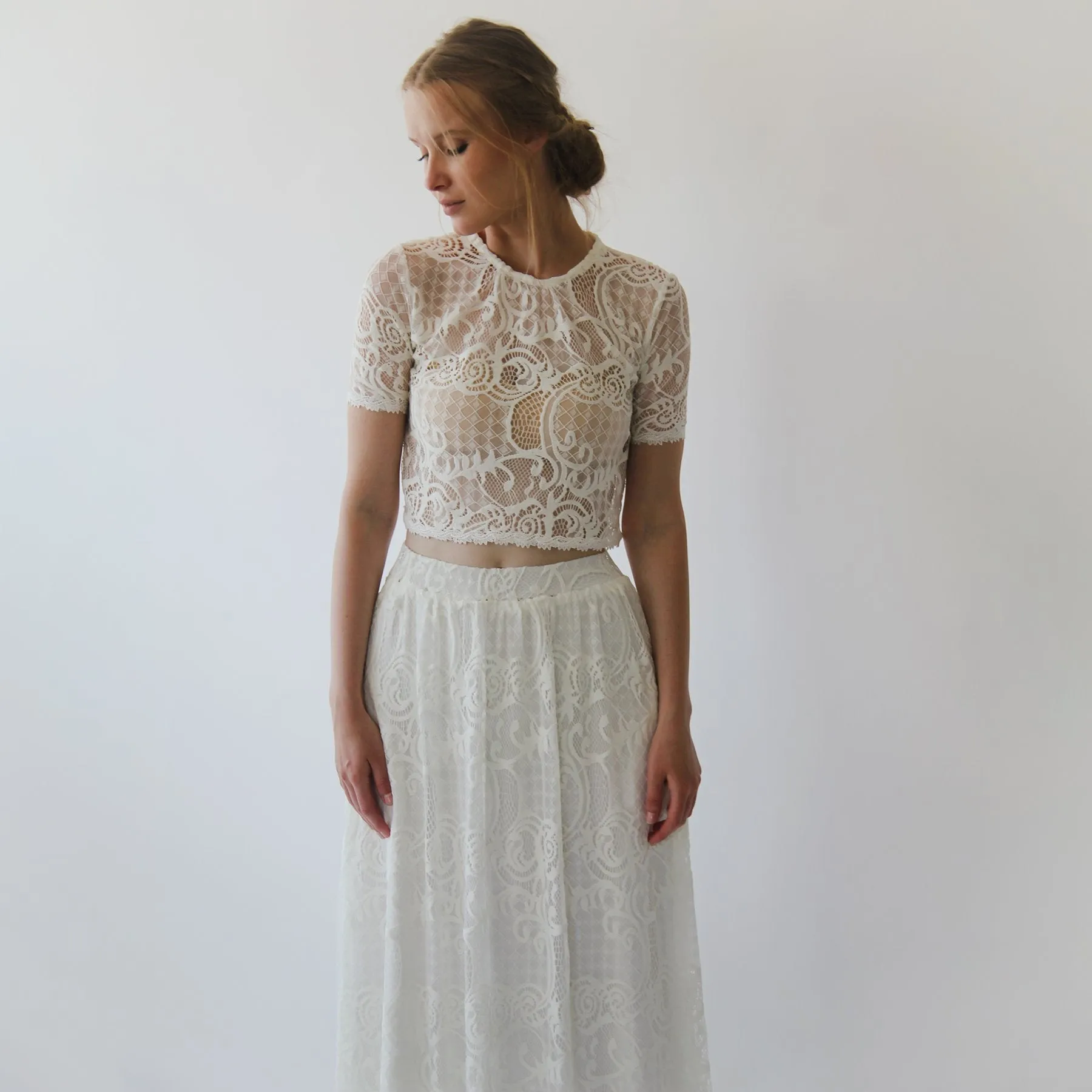 Lace Maxi Skirt with pockets  #3034