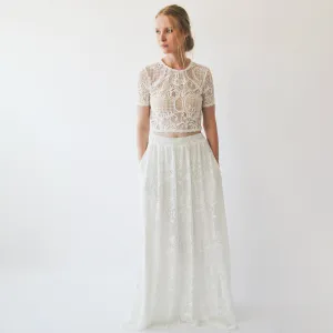 Lace Maxi Skirt with pockets  #3034