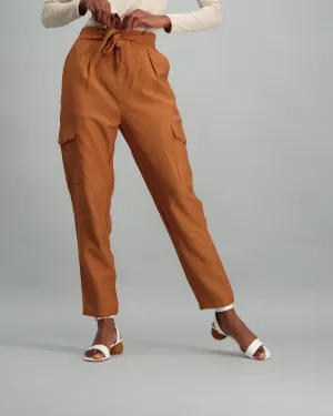Ladies Cargo Tapered Trouser - Tan