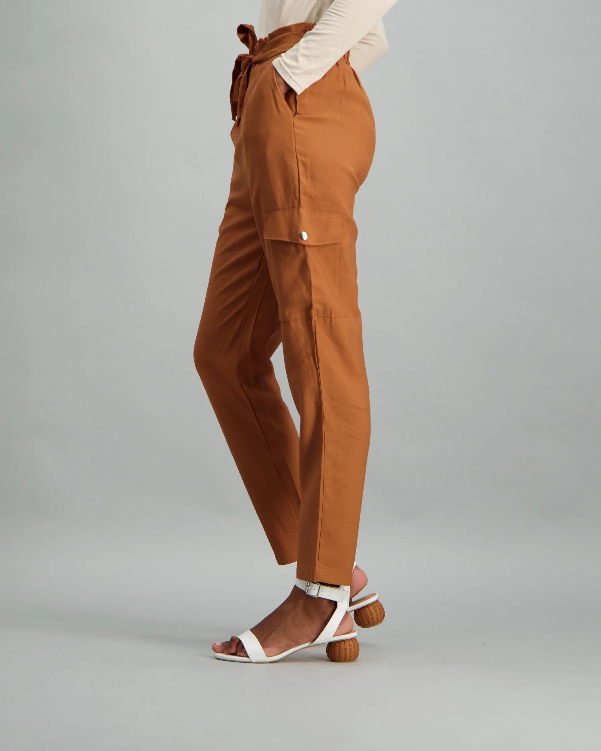 Ladies Cargo Tapered Trouser - Tan