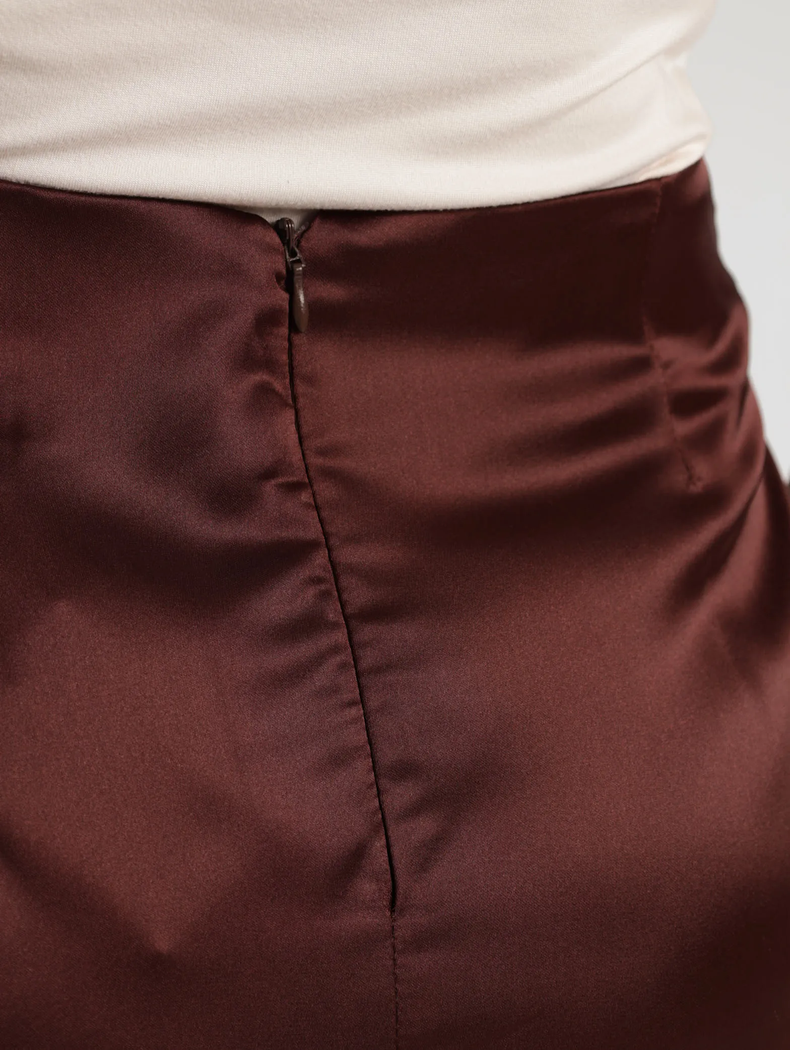 Ladies Draped Satin Skirt - Rust