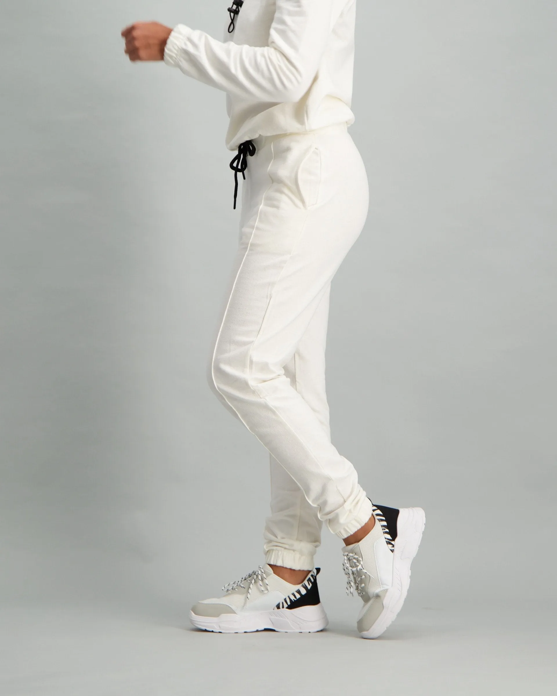 Ladies Fleece Track Pant - Cream