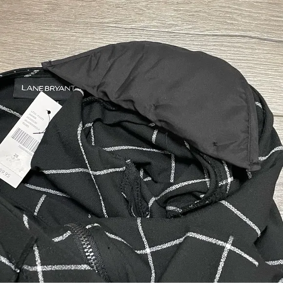 Lane Bryant Peplum Zip Front Jacket Window Pane Black White Career Sz 28 NWT.