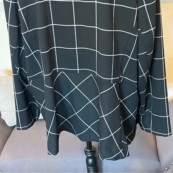Lane Bryant Peplum Zip Front Jacket Window Pane Black White Career Sz 28 NWT.