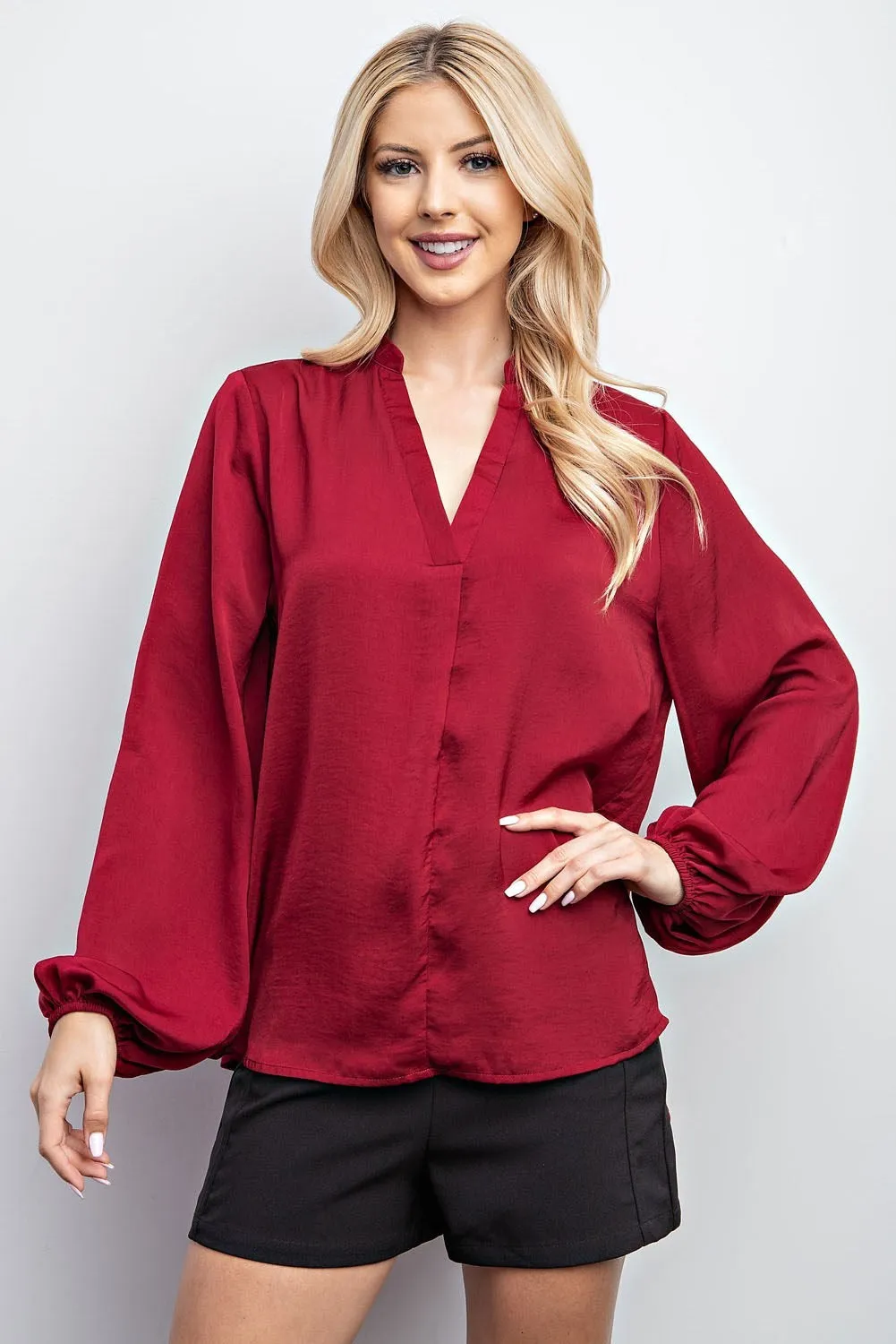 Layla Long Sleeve Satin Blouse