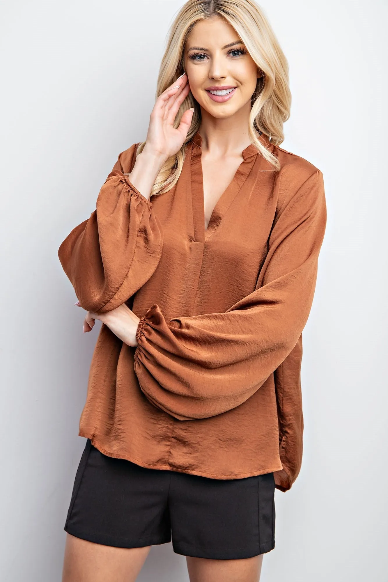 Layla Long Sleeve Satin Blouse