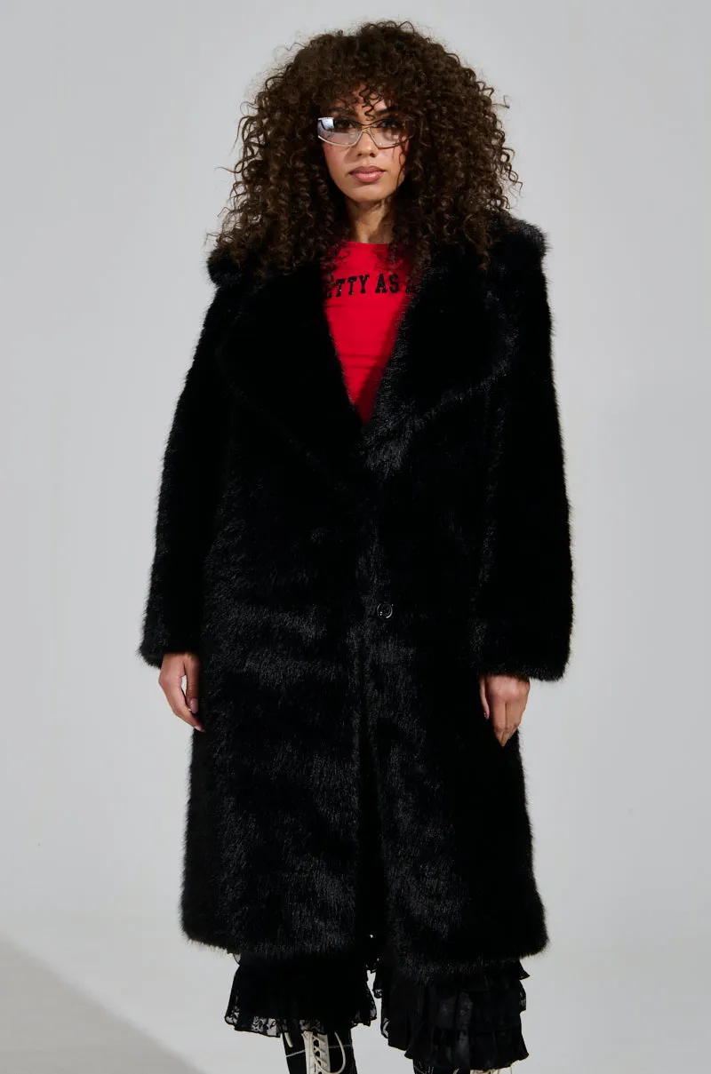 LENOX FAUX FUR TRENCH IN BLACK