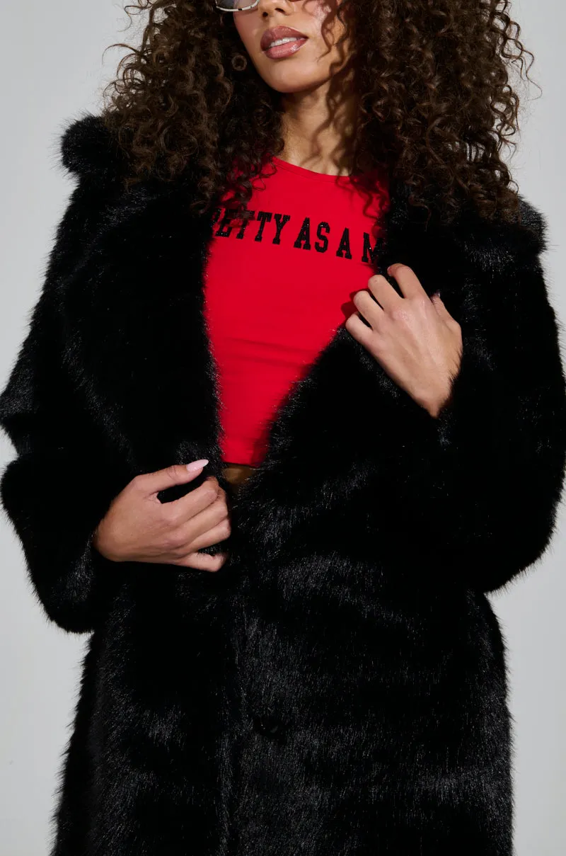 LENOX FAUX FUR TRENCH IN BLACK