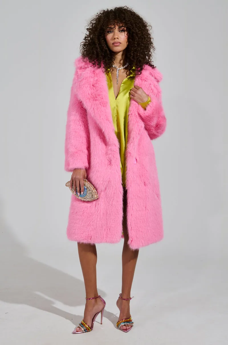 LENOX FAUX FUR TRENCH IN PINK