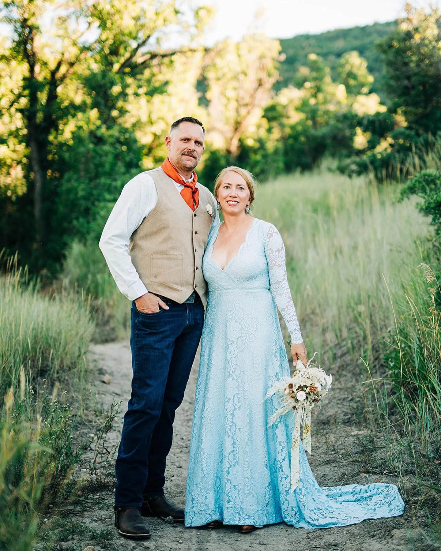 Light Blue Wrap Dress with Train #1151