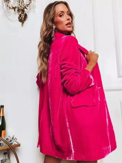 Linny Button Up Long Sleeve Blazer with Pocket