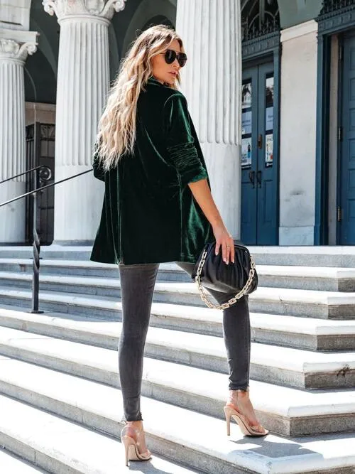 Linny Button Up Long Sleeve Blazer with Pocket