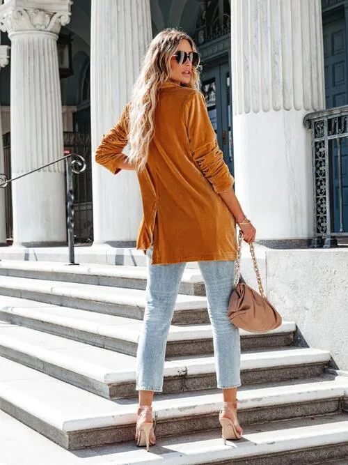 Linny Button Up Long Sleeve Blazer with Pocket