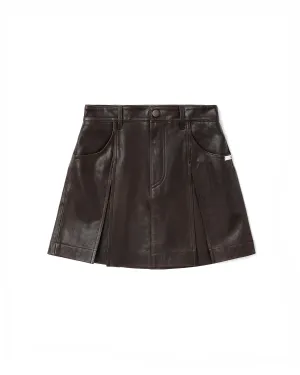 Logo leather mini skirt