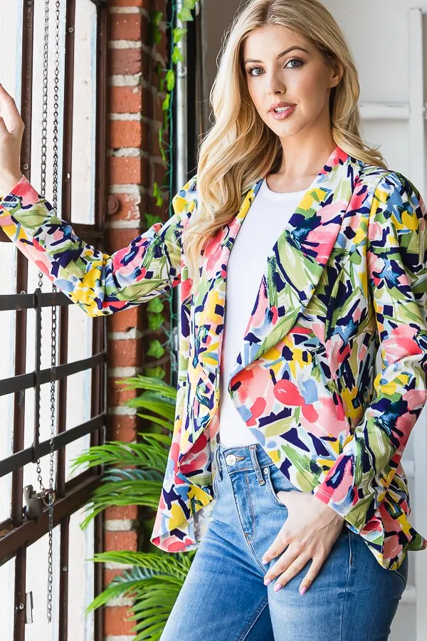 Long Sleeve Floral Blazer