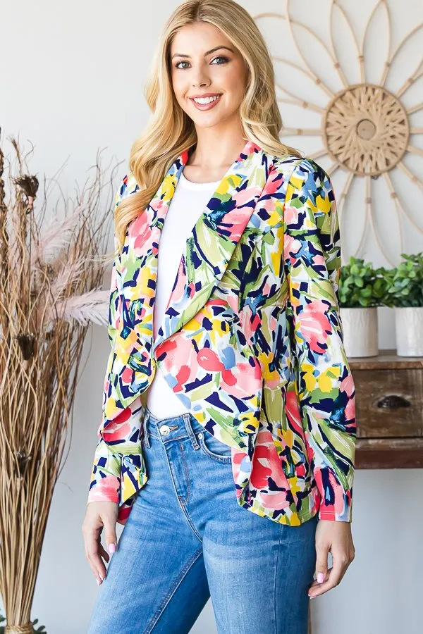 Long Sleeve Floral Blazer