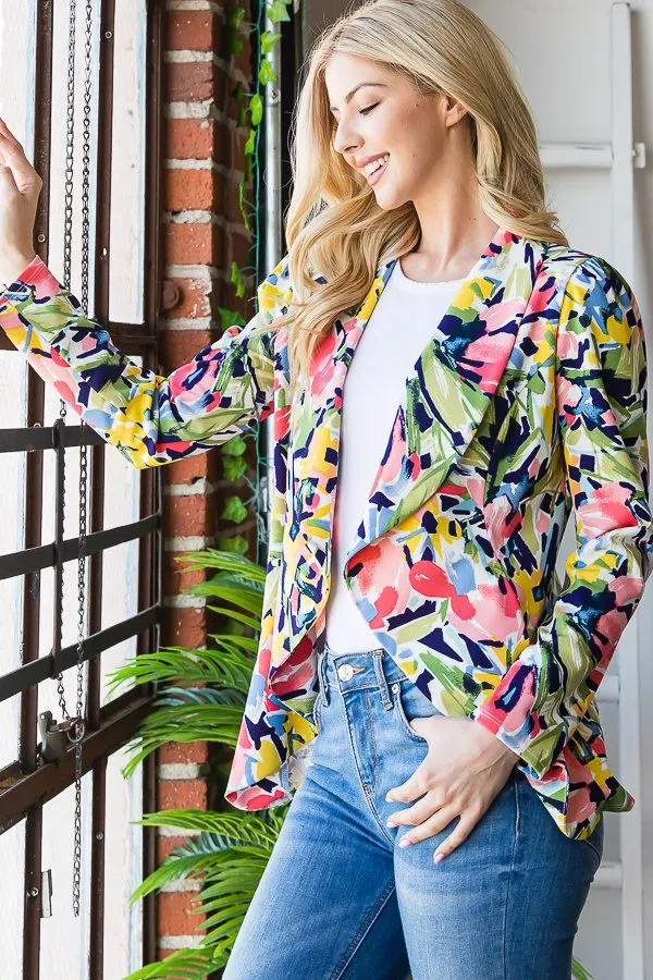 Long Sleeve Floral Blazer