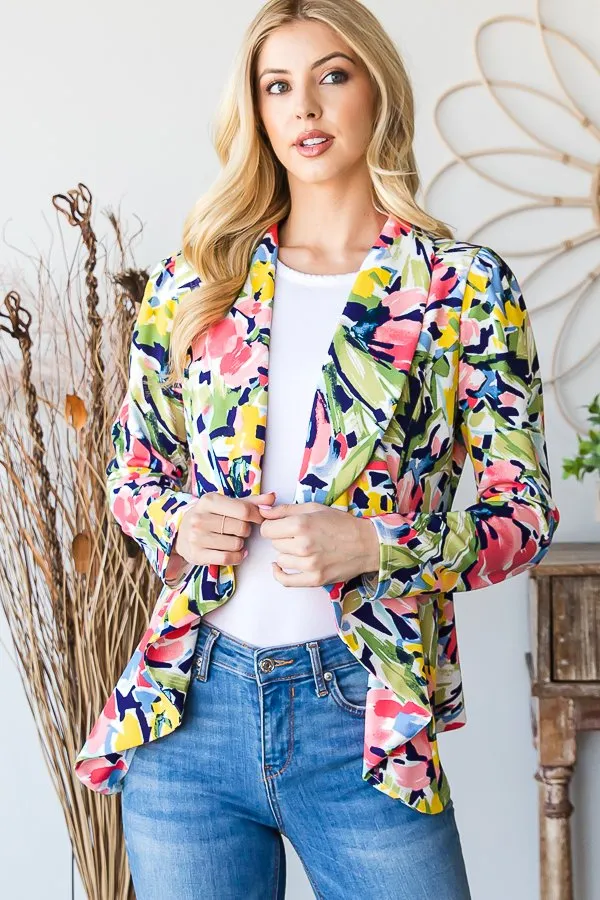Long Sleeve Floral Blazer
