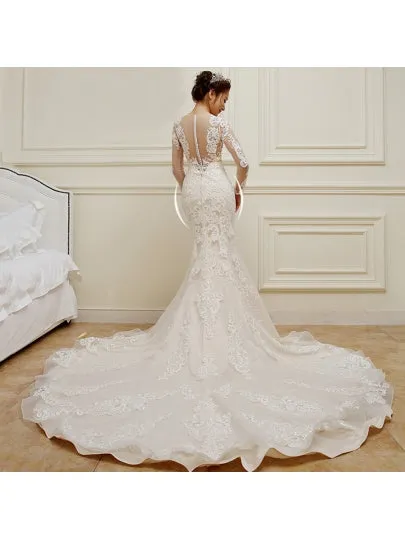 Long Train Mermaid Wedding Dress