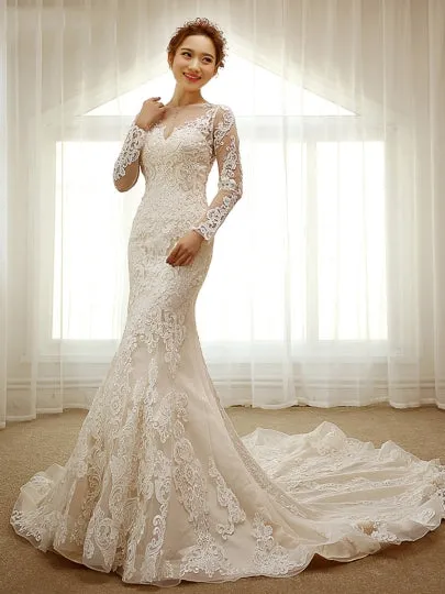 Long Train Mermaid Wedding Dress